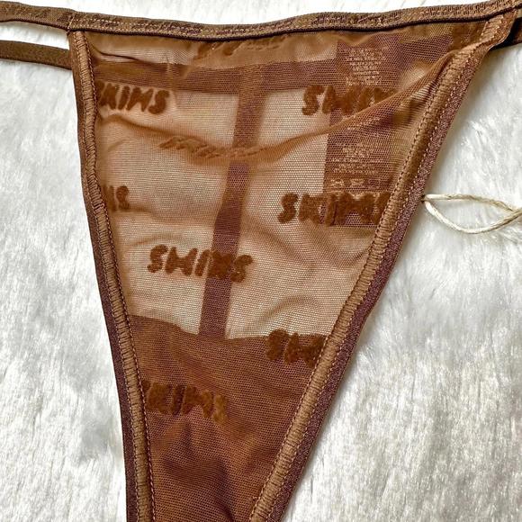 NWT Skims Mesh Logo Micro Thong in Jasper Women’s 3X - Picture 4 of 7
